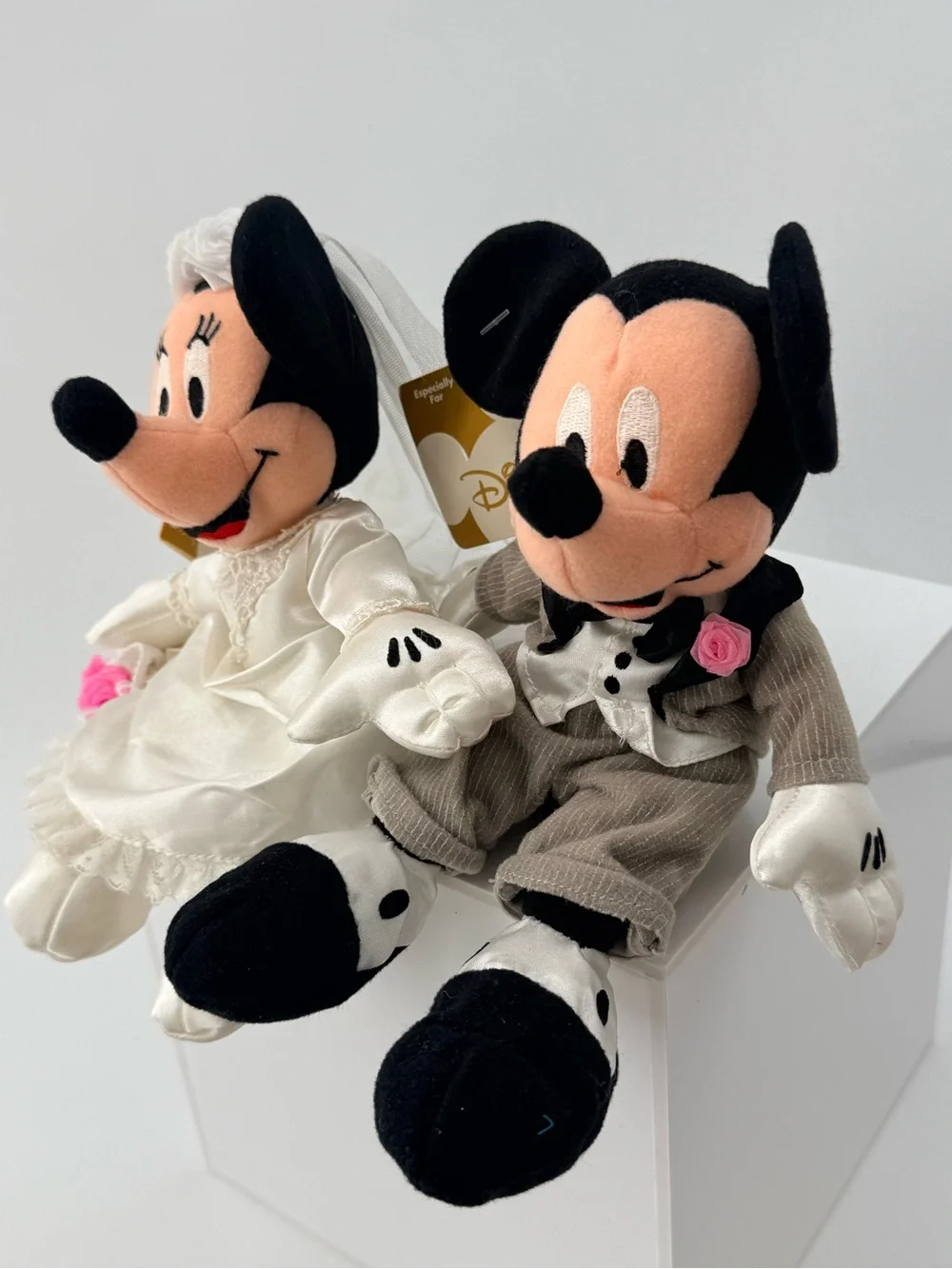 Disney Mickey and Minnie Bride & Groom Plush Duo - Black, White, Pink